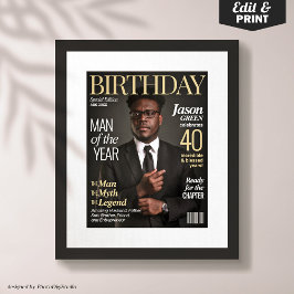 Aangepaste tijdschriftcover voor hem Mannen verjaa Poster