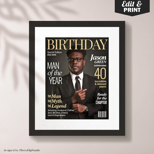 Aangepaste tijdschriftcover voor hem Mannen verjaa Poster
