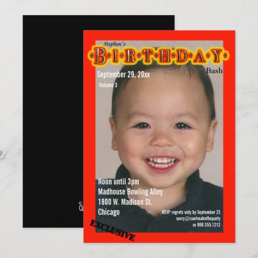 Aangepaste tijdschriften Stijlverjaardagsfeest Uit Kaart (Voorkant / Achterkant)