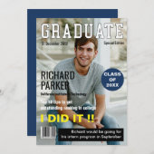 Aangepaste tijdschriftstijl Afstuderen Aankondigin Kaart (Voorkant / Achterkant)