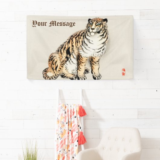 Aangepaste tijger door Kōno Bairei Japanse illustr Spandoek (Insitu)