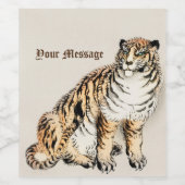 Aangepaste tijger door Kōno Bairei Japanse illustr Wijn Etiket (Enkel label)