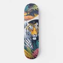Aangepaste tijger joungle waterverf skateboard
