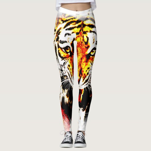Aangepaste tijger Sjabloon Modern elegant ontwerp Leggings (Voorkant)