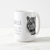 Aangepaste Tijger Zwart en Wit Monogram Spreuk Koffiemok (Voorkant rechts)