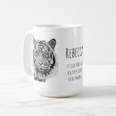 Aangepaste Tijger Zwart en Wit Monogram Spreuk Koffiemok (Voorkant links)