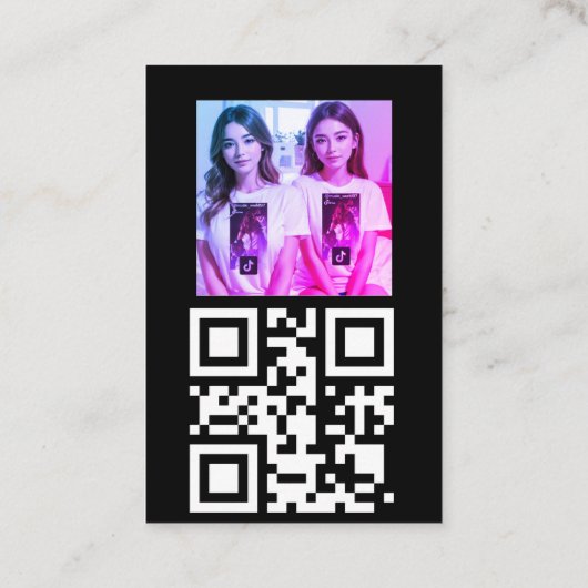 Aangepaste tik tok logo profiel afbeelding en QR c Visitekaartje (Achterkant)