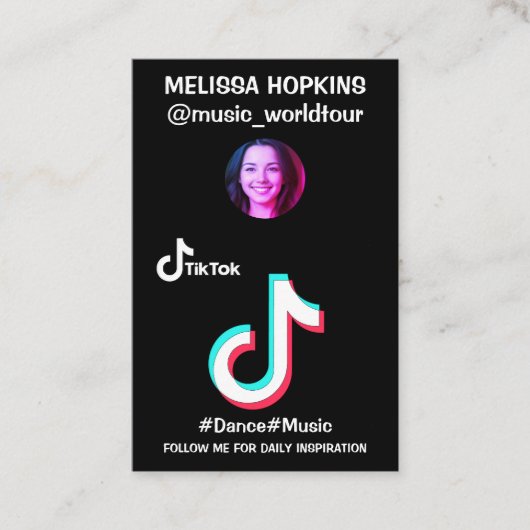 Aangepaste tik tok logo profiel afbeelding en QR c Visitekaartje (Voorkant)