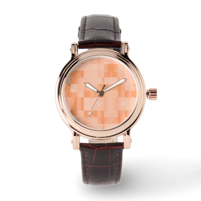 Aangepaste tinten van Peach Fuzz Small Squares Horloge (Voorkant)