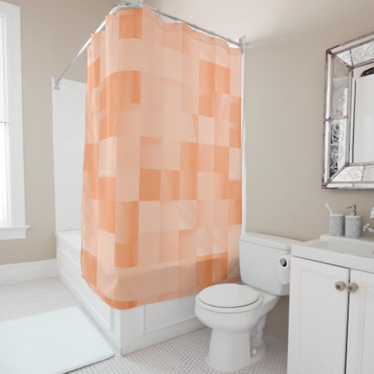 Aangepaste tinten van Perzik Fuzz Squares Douchegordijn (In situ)