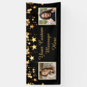 Aangepaste titel Gelegenheid Zwart Goud Sterren Tw Spandoek (Verticaal)