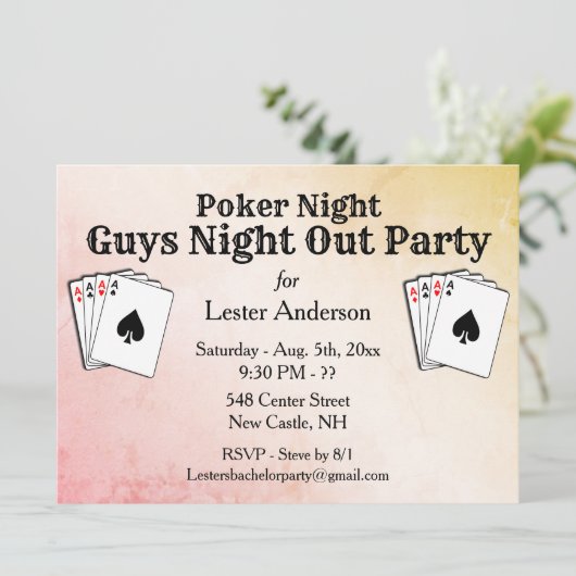 Aangepaste titel pokeravond feest uitnodiging (Staand voorkant)