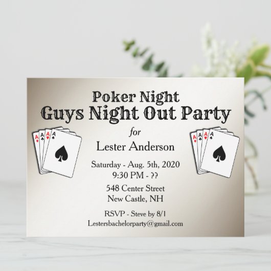 Aangepaste titel pokeravond feestuitnodiging kaart (Staand voorkant)