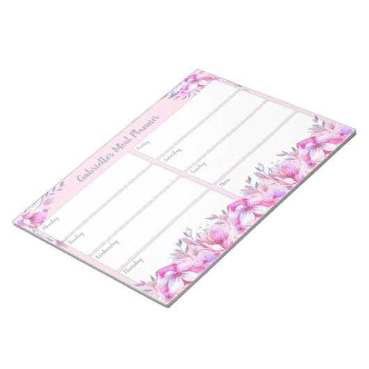 Aangepaste titel Weekblad roze Waterverf Notitieblok (Schuin)