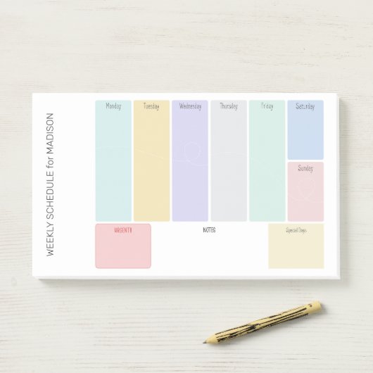 Aangepaste titel Wekelijkse planner Post-it® Notes (Op bureau)