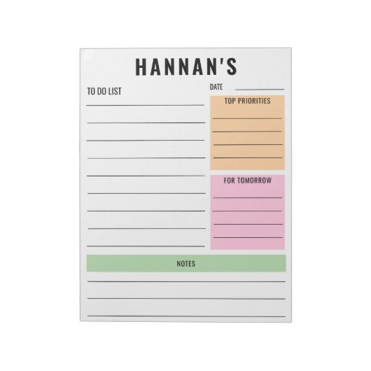 Aangepaste to do-lijst Gepersonaliseerde dagelijks Notitieblok (Linkerzijde)