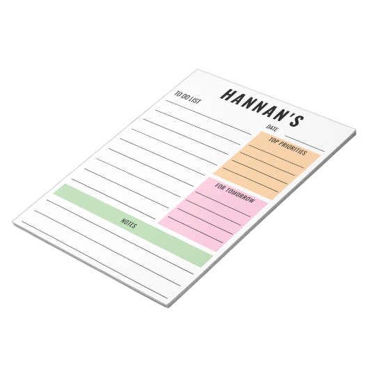 Aangepaste to do-lijst Gepersonaliseerde dagelijks Notitieblok (Schuin)