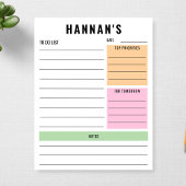 Aangepaste to do-lijst Gepersonaliseerde dagelijks Notitieblok