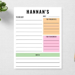 Aangepaste to do-lijst Gepersonaliseerde dagelijks Notitieblok