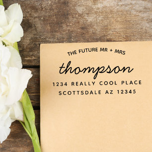 Aangepaste toekomst de heer Mrs Modern Wedding Ret Zelfinktende Stempel