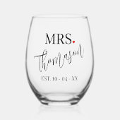 Aangepaste Toekomstige Mevrouw Naam Rood Hart Zwar Wijnglas Zonder Voet (Voorkant)