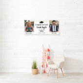 Aangepaste Toen en Nu 2 Foto Afstuderen Goud Wit Spandoek (Insitu)