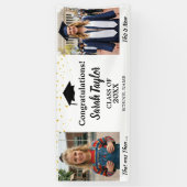 Aangepaste Toen en Nu 2 Foto Afstuderen Goud Wit Spandoek (Verticaal)