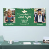 Aangepaste Toen en Nu 2 Foto Afstuderen Groen Spandoek (Beurs)
