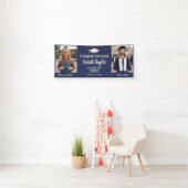 Aangepaste Toen en Nu 2 Foto Afstuderen Marineblau Spandoek (Insitu)