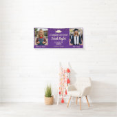 Aangepaste Toen en Nu 2 Foto Afstuderen Paars Spandoek (Insitu)