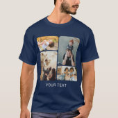 Aangepaste Toevoegen 4 Foto Collage en Tekst T-shirt (Voorkant)