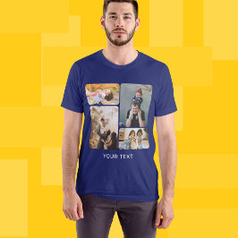 Aangepaste Toevoegen 4 Foto Collage en Tekst T-shirt