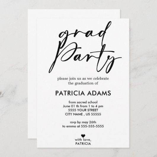 Aangepaste toevoeging | Elegant minimalistische af Kaart (Voorkant / Achterkant)