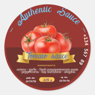 AANGEPASTE TOMATEN KETCH UP SAUS BESTE AANTREKKELI RONDE STICKER