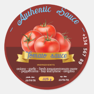 AANGEPASTE TOMATEN KETCH UP SAUS BESTE AANTREKKELI RONDE STICKER