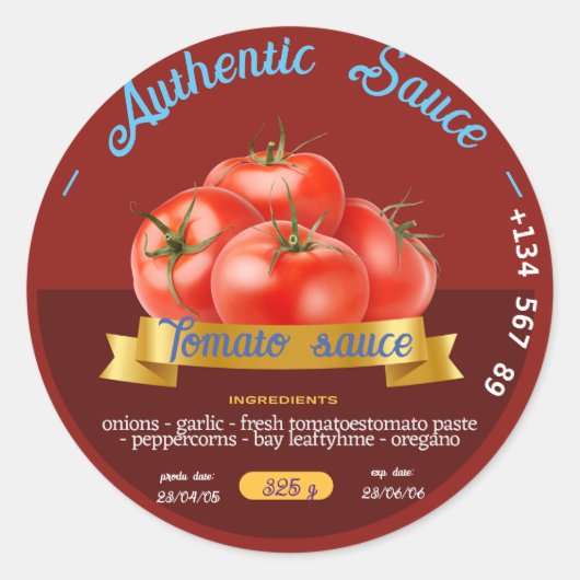 AANGEPASTE TOMATEN KETCH UP SAUS BESTE AANTREKKELI RONDE STICKER (Voorkant)