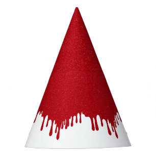 Aangepaste Tomatenrode Drip op Witte Feesthoed Feesthoedjes