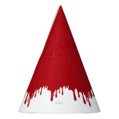 Aangepaste Tomatenrode Drip op Witte Feesthoed Feesthoedjes (Links)