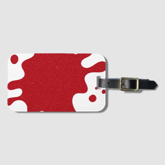 Aangepaste Tomatenrood & Wit Spatse Bagage Label (Voorkant (horizontaal))