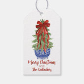 Aangepaste Topiary Kerstboom Cadeaulabel (Voorkant)
