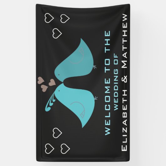 Aangepaste Tortelduifjes bruiloft bevestigen Spandoek (Verticaal)