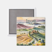 Aangepaste Toscaanse waterverf glooiende heuvellan Magneet (Voorkant / Achterkant)