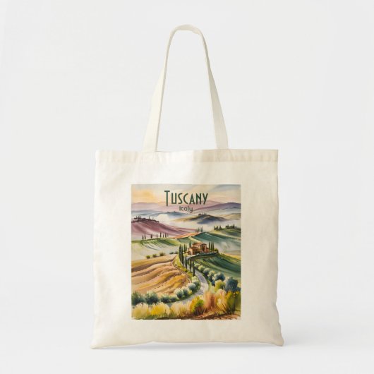 Aangepaste Toscaanse waterverf glooiende heuvellan Tote Bag (Voorkant)