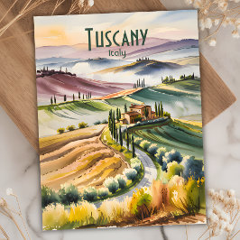 Aangepaste Toscane Rolling Hills Waterverf Reizen Briefkaart