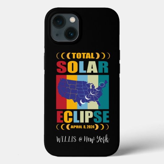 Aangepaste totale Solar Eclipse 2024 iPhone Case (Achterkant)