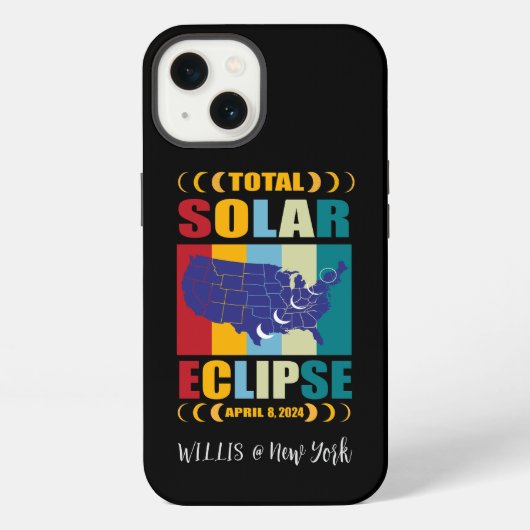 Aangepaste totale Solar Eclipse 2024 iPhone Case Hoesje (Achterkant)