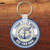 Aangepaste Touwframe met Anker in Blauw en Wit Sleutelhanger (Voorkant)