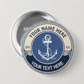 Aangepaste Touwframe met Scheepsanker Ronde Button 7,6 Cm (Voorkant /achterkant)