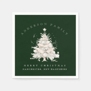 Aangepaste traditionele familie witte kerstboom servet