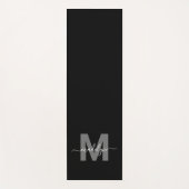 Aangepaste training initiële naam monogram zwart yogamat (Voorkant)